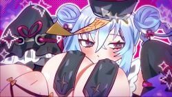 haiqing_(astral_party), astral_party, 1girl, blue_hair, breasts