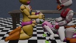 funtime_chica_(fnaf), glamrock_chica_(fnaf), toy_chica_(fnaf), five_nights_at_freddy's, five_nights_at_freddy's:_security_breach