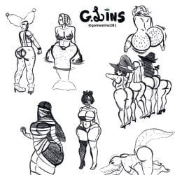 g.lins, almost_naked, ass_comparison, ass_jiggle, big_ass
