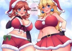princess_daisy, princess_peach, christmas, mario_(series), nintendo