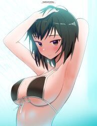 maikurorensu, 1girls, almost_naked, almost_nude, arm_behind_head