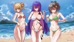 indie_virtual_youtuber, nerohikiii, 3girls, :t, adult