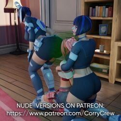 fortnite, armor, bedroom, big_ass, blue_hair