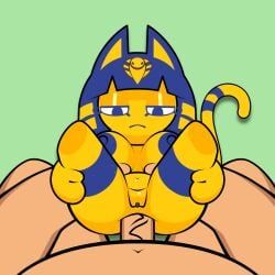 ankha_(animal_crossing), animal_crossing, nintendo, unknown_artist, abdominal_bulge