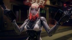 shion, overwatch, 1girls, android, bikini
