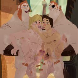 eugene_fitzherbert, flynn_rider, kristoff_(frozen), patchy_(tangled), sideburns_(tangled)