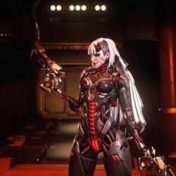 shion, overwatch, 1girls, android, completely_nude