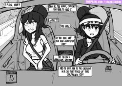 original_characters, original, jailor_eckman, 2girls, car_interior