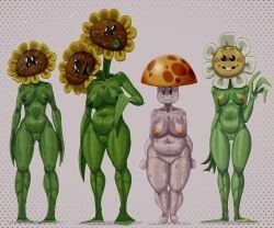 marigold_(pvz), sun-shroom_(pvz), sunflower_(pvz), twin_sunflower_(pvz), plants_vs_zombies