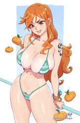 nami_(one_piece), one_piece, kajinman, 1girls, bare_legs