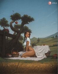 katara, avatar_the_last_airbender, aisinful, 1girl, apple