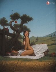 katara, avatar_the_last_airbender, aisinful, 1girl, apple