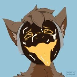 protogen, anthro, axynee, blue_background, blush