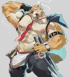 lan_stsriron, abs, accessory, anthro, armband