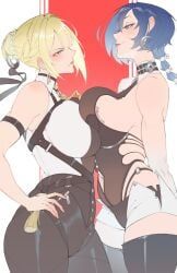 evelyn_chevalier, promeia_(zenless_zone_zero), zenless_zone_zero, lee_zue_ky, 2girls