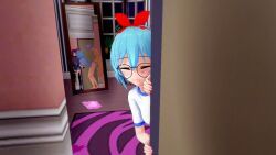 keisha_callie, indie_virtual_youtuber, keisha_callie_vt, behind_door, blue_hair