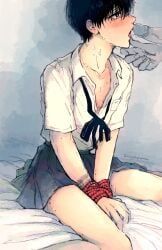 tsujinaka_yoshiki, hikaru_ga_shinda_natsu, 2boys, alternate_costume, black_hair