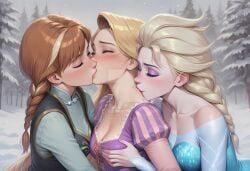 anna_(frozen), elsa_(frozen), rapunzel, rapunzel_(tangled), disney