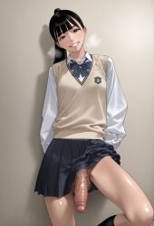 devaster, 1futa, against_wall, balls, beige_vest
