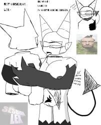 fpe_oc, miss_bloomie_(fundamental_paper_education), fundamental_paper_education, black_and_white, boobs