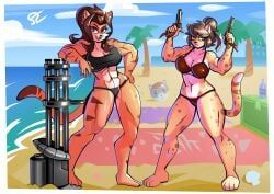 original_characters, alvh_omega, 2girls, anthro, beach