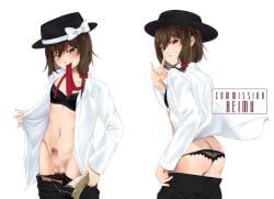 usami_renko, touhou, 1boy, \n/, ass