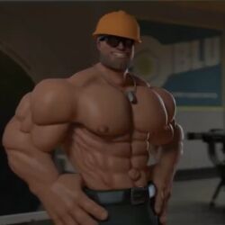 engineer_(team_fortress_2), team_fortress_2, 2fort, muscular_male, six_pack