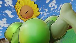 sunflower_(pvz), zombie_(pvz), plants_vs_zombies, popcap_games, yoku_(artist)