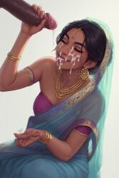 orphvn, 1female1male, big_cock, cum, dark-skinned_male