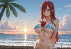 erza_scarlet, fairy_tail, kermixx, 1girl, arms_behind_back