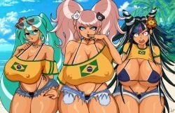 brazilian_miku, hatsune_miku, junko_enoshima, mioda_ibuki, danganronpa