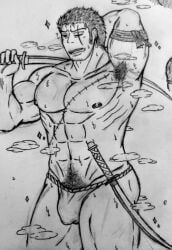 roronoa_zoro, one_piece, artist_request, 1boy, abs