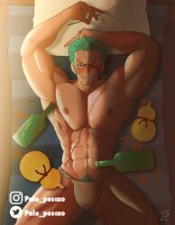 roronoa_zoro, one_piece, palo_pescao, 1boy, abs