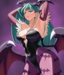 morrigan_aensland, darkstalkers, mavrii, 1girls, adjusting_hair