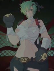 eggy_party, angry_face, bandage, big_ass, big_breasts