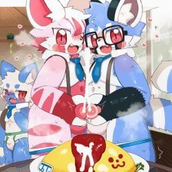dinogaize, anthro, blue_body, blue_fur, blush