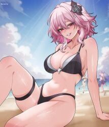 evernight_(honkai:_star_rail), honkai:_star_rail, haxial, beach, big_ass