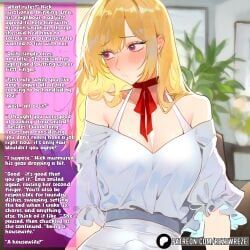 rezewreze, 1male1female, anime_girl, blonde_hair, blush