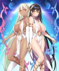 evertale, popqn, 2girls, :o, absurdly_long_hair