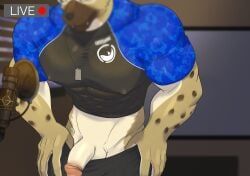 waidan_kai, abs, anthro, balls, black_clothing