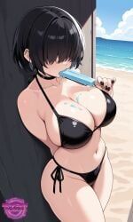 jorgecarlosai, against_wall, arm_behind_back, bangs, bangs_over_eyes