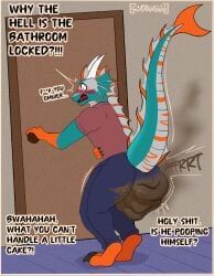 mythology, anthro, diarrhea, dragon, fart