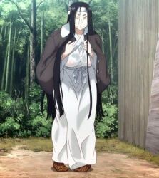 dara-san, reiwa_no_dara-san, 1girls, areolae, black_hair