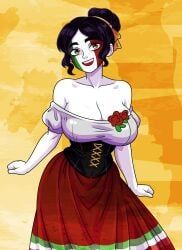 italy_(countryhumans), countryhumans, alvarikokearte, 1girls, bare_shoulders