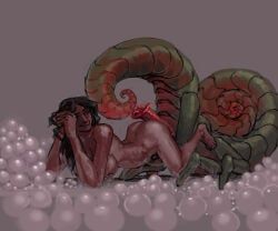 meandraco, alien, arthropod, black_hair, breasts
