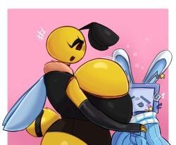 amber_the_bee_(golden_toad), silvy_(silvythetvbunny), golden_toad, 2girls, bee