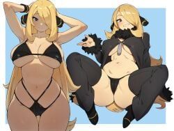 cynthia_(pokemon), nintendo, pokemon, flowerpigeon73, 1girls