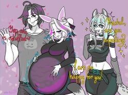 rachel_(velvetbunn), sammy_scratch_(anonjustanon), velvetbunn, 1boy, 2girls