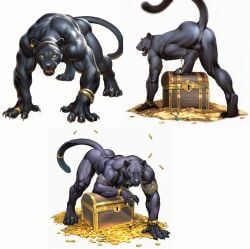 1boy, anthro, anus, ass, black_panther