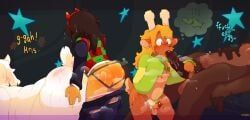 asriel_dreemurr, dess_holiday, kris_(deltarune), noelle_holiday, deltarune